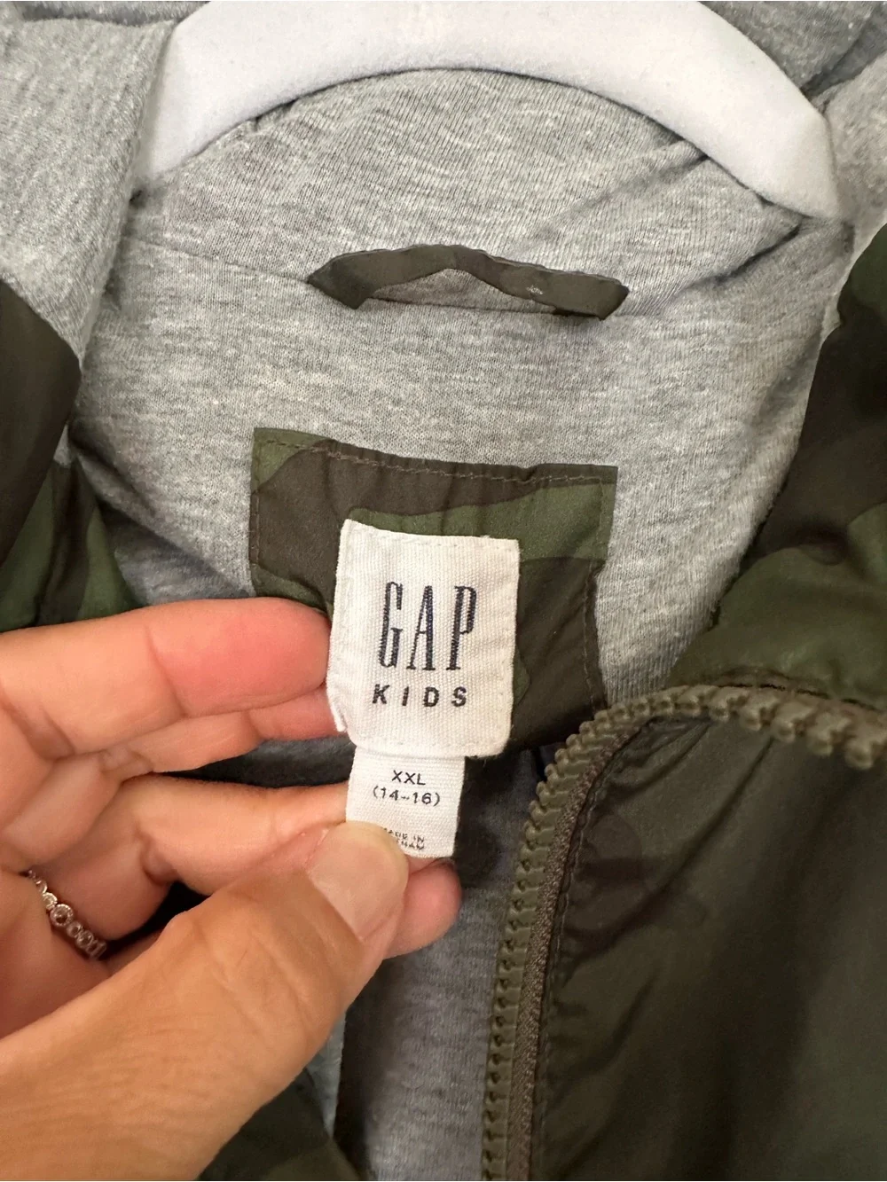 Gap Kids Camo Jersey-Lined Windbuster Jacket Boys Size XXL (14-16)